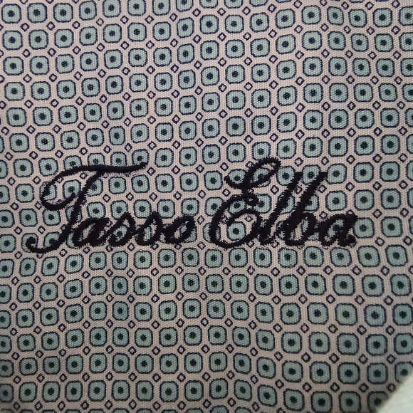 Tasso Elba Mens Foulard Button Up Aqua Combo Geometric Print Shirt Size M 15-15½ - Picture 2 of 6